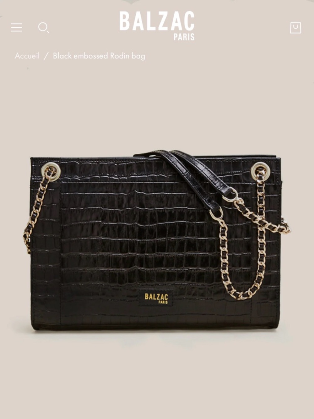 Balzac Paris Sac Rodin Noir Embossed